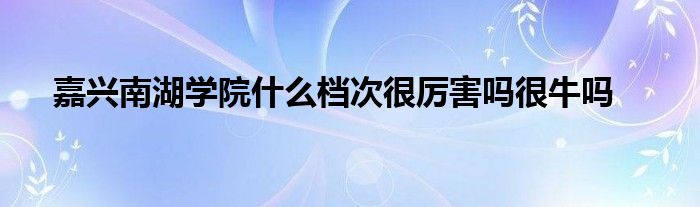 嘉兴南湖学院什么档次很厉害吗很牛吗