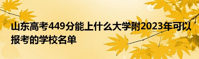 山东高考449分能上什么大学附2023年可以报考的学校名单