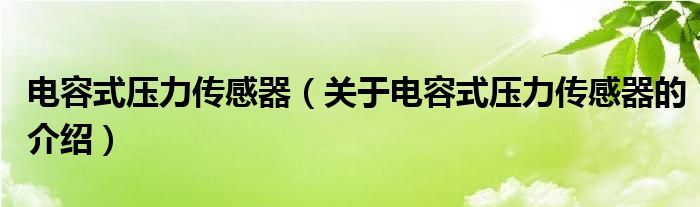 电容式压力传感器（关于电容式压力传感器的介绍）