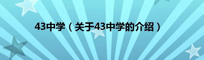 43中学（关于43中学的介绍）