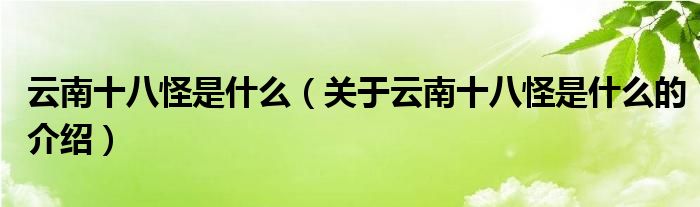 云南十八怪是什么（关于云南十八怪是什么的介绍）