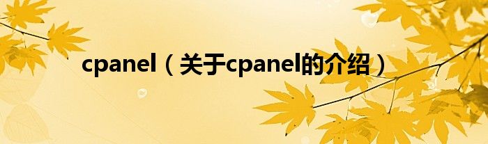 cpanel（关于cpanel的介绍）