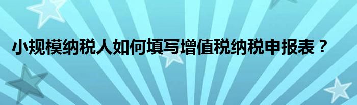 小规模纳税人如何填写增值税纳税申报表？