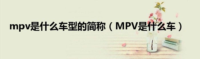 mpv是什么车型的简称（MPV是什么车）