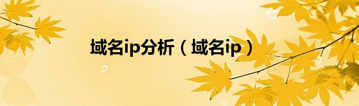 域名ip分析（域名ip）