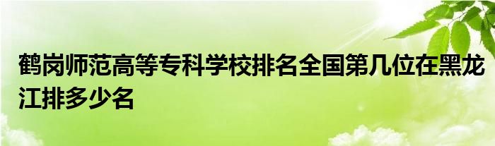 鹤岗师范高等专科学校排名全国第几位在黑龙江排多少名