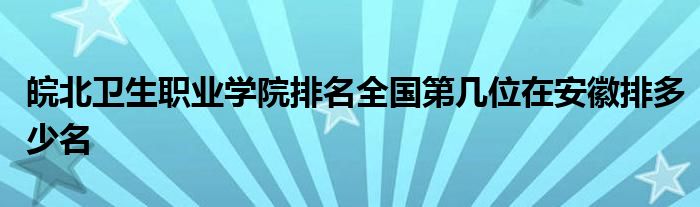 皖北卫生职业学院排名全国第几位在安徽排多少名