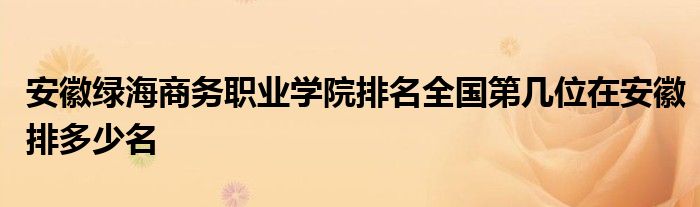 安徽绿海商务职业学院排名全国第几位在安徽排多少名