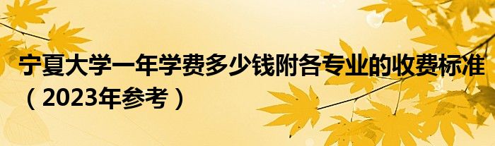 宁夏大学一年学费多少钱附各专业的收费标准（2023年参考）