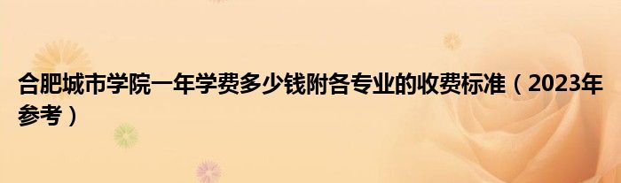 合肥城市学院一年学费多少钱附各专业的收费标准（2023年参考）