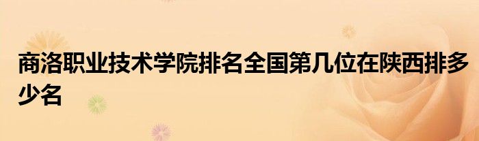 商洛职业技术学院排名全国第几位在陕西排多少名