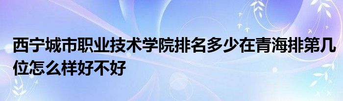 西宁城市职业技术学院排名多少在青海排第几位怎么样好不好