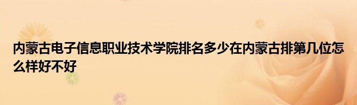 内蒙古电子信息职业技术学院排名多少在内蒙古排第几位怎么样好不好