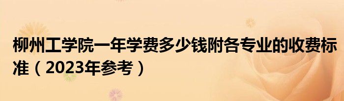 柳州工学院一年学费多少钱附各专业的收费标准（2023年参考）