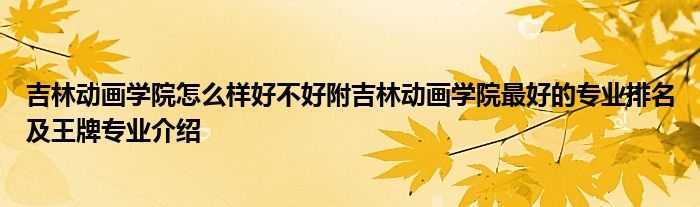 吉林动画学院怎么样好不好附吉林动画学院最好的专业排名及王牌专业介绍