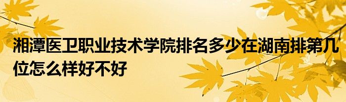 湘潭医卫职业技术学院排名多少在湖南排第几位怎么样好不好