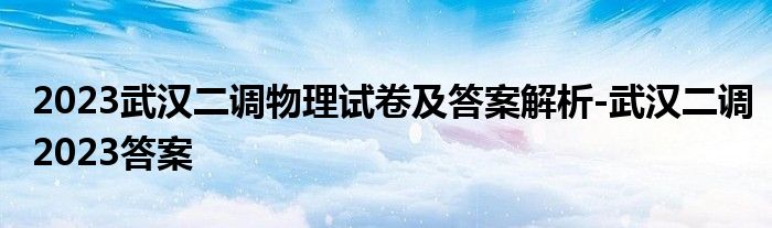 2023武汉二调物理试卷及答案解析-武汉二调2023答案