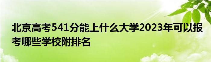 北京高考541分能上什么大学2023年可以报考哪些学校附排名