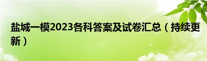 盐城一模2023各科答案及试卷汇总（持续更新）