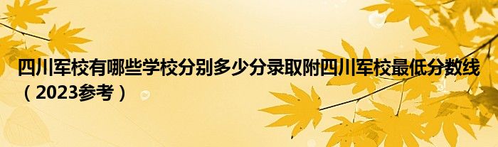 四川军校有哪些学校分别多少分录取附四川军校最低分数线（2023参考）