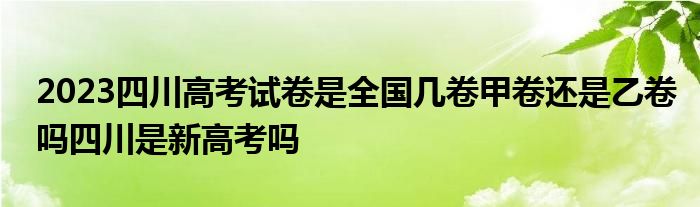 2023四川高考试卷是全国几卷甲卷还是乙卷吗四川是新高考吗