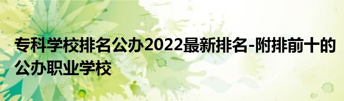 专科学校排名公办2022最新排名-附排前十的公办职业学校