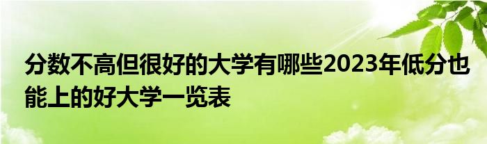 分数不高但很好的大学有哪些2023年低分也能上的好大学一览表