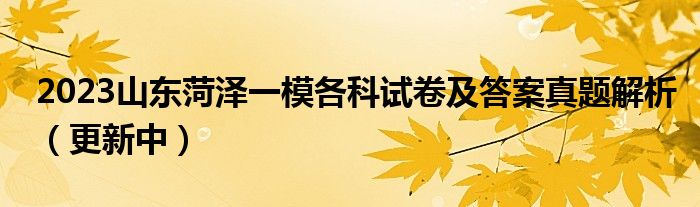 2023山东菏泽一模各科试卷及答案真题解析（更新中）