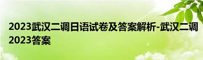 2023武汉二调日语试卷及答案解析-武汉二调2023答案