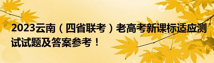 2023云南（四省联考）老高考新课标适应测试试题及答案参考！