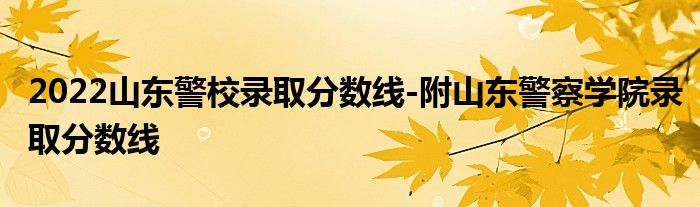 2022山东警校录取分数线-附山东警察学院录取分数线