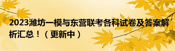 2023潍坊一模与东营联考各科试卷及答案解析汇总！（更新中）