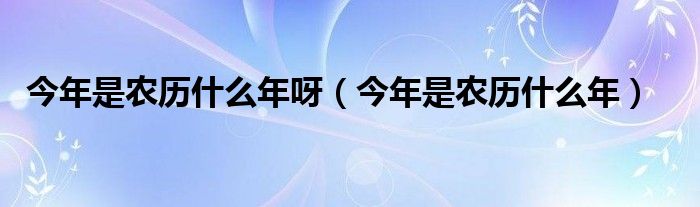 今年是农历什么年呀（今年是农历什么年）