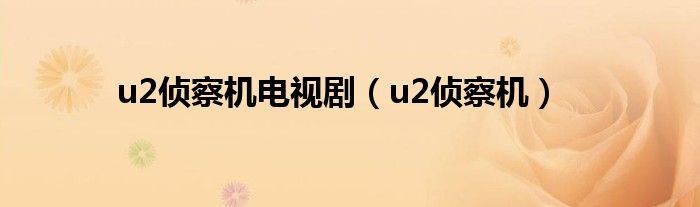 u2侦察机电视剧（u2侦察机）