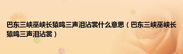 巴东三峡巫峡长猿鸣三声泪沾裳什么意思（巴东三峡巫峡长猿鸣三声泪沾裳）