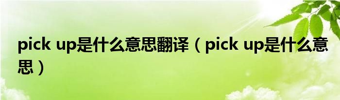 pick up是什么意思翻译（pick up是什么意思）