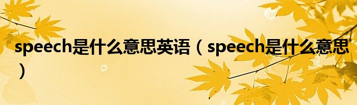 speech是什么意思英语（speech是什么意思）