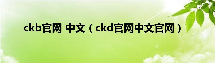 ckb官网 中文（ckd官网中文官网）