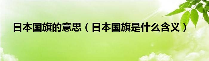 日本国旗的意思（日本国旗是什么含义）