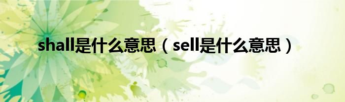 shall是什么意思（sell是什么意思）