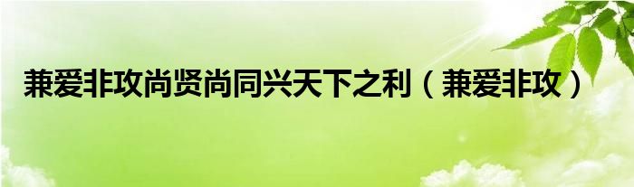 兼爱非攻尚贤尚同兴天下之利（兼爱非攻）