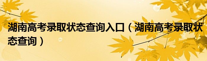 湖南高考录取状态查询入口（湖南高考录取状态查询）