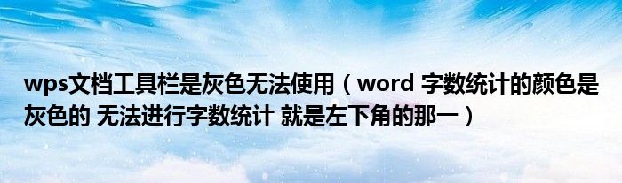 wps文档工具栏是灰色无法使用（word 字数统计的颜色是灰色的 无法进行字数统计 就是左下角的那一）