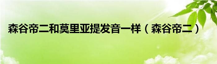 森谷帝二和莫里亚提发音一样（森谷帝二）