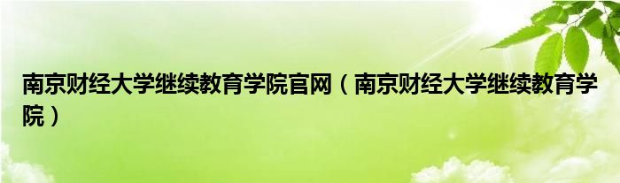 南京财经大学继续教育学院官网（南京财经大学继续教育学院）