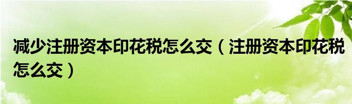 减少注册资本印花税怎么交（注册资本印花税怎么交）