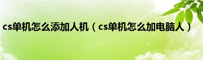 cs单机怎么添加人机（cs单机怎么加电脑人）