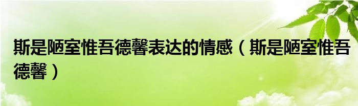 斯是陋室惟吾德馨表达的情感（斯是陋室惟吾德馨）