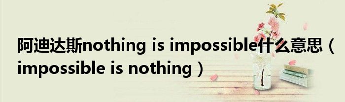 阿迪达斯nothing is impossible什么意思（impossible is nothing）