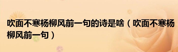 吹面不寒杨柳风前一句的诗是啥（吹面不寒杨柳风前一句）